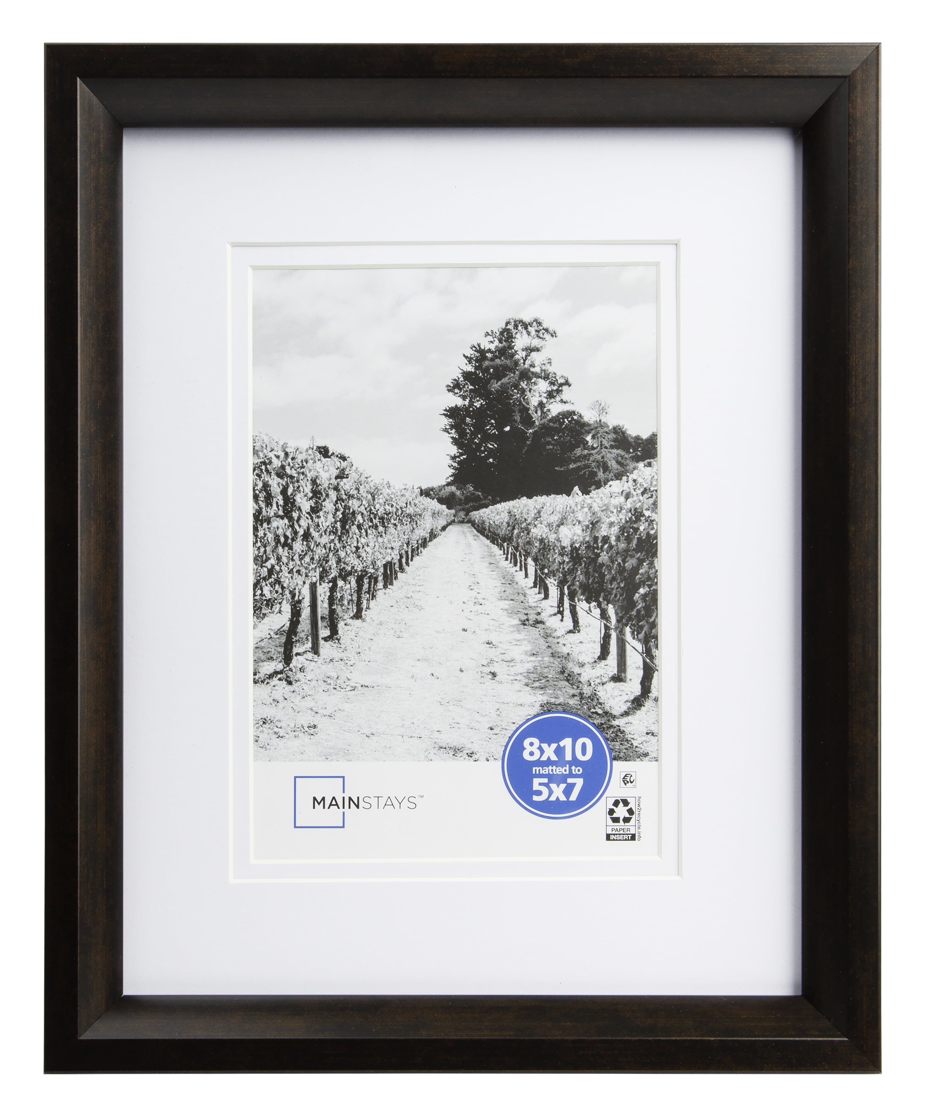 Mainstays 8x10 Matted to 5x7 Bevel Black Bronze Tabletop Picture Frame