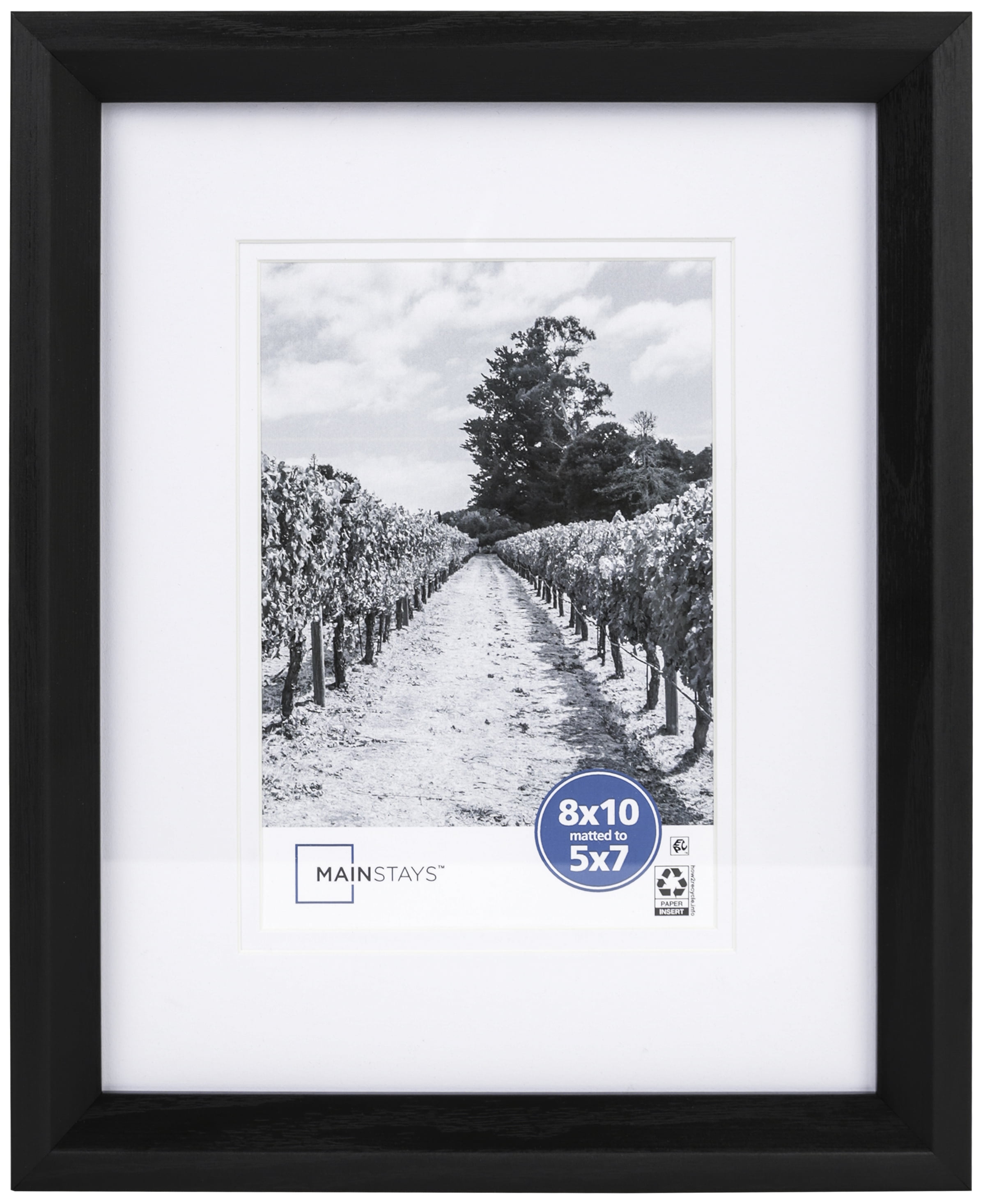 Mainstays 8x10 Matted to 5x7 Bevel Black Tabletop Picture Frame