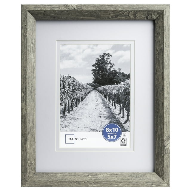 Mainstays 8x10 Matted to 5x7 Bevel Gray Tabletop Picture Frame