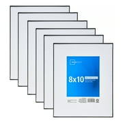 Mainstays 8x10 Matted to 5x7 Front-Loading Picture Frames, Black, Wall or Tabletop, Set of 6