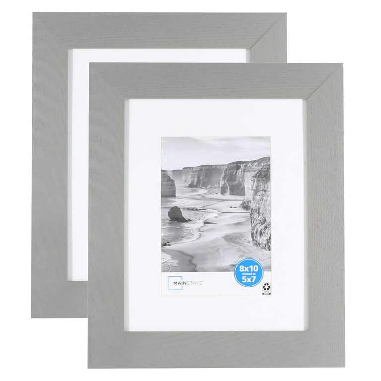 Mainstays 8x10 Matted to 5x7 inch Gray 1.5 Gallery Photo Frames - 2 PC Set