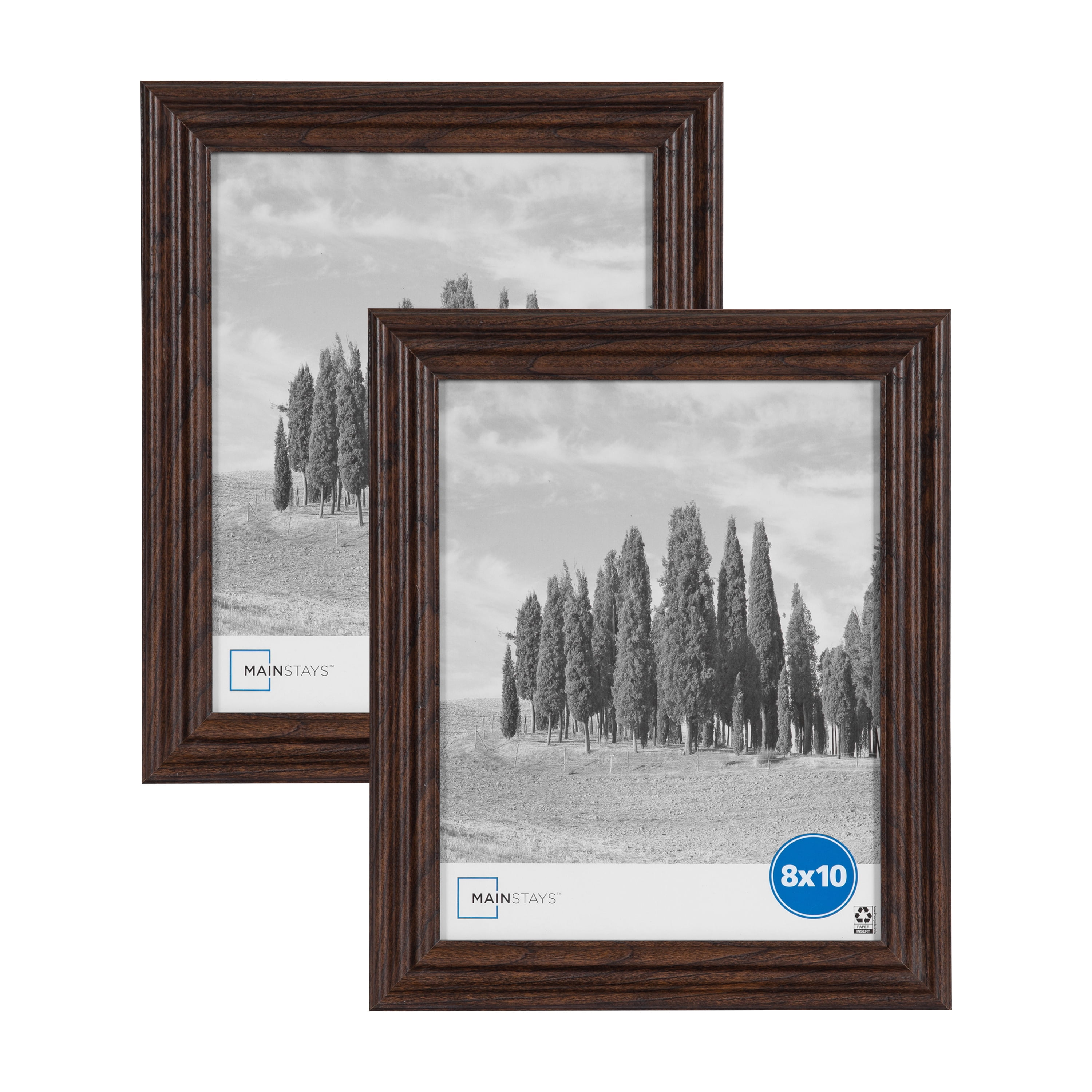 Mainstays 8 x 10 Traditional Gallery Wall Picture Frame, Brown, Set of 2