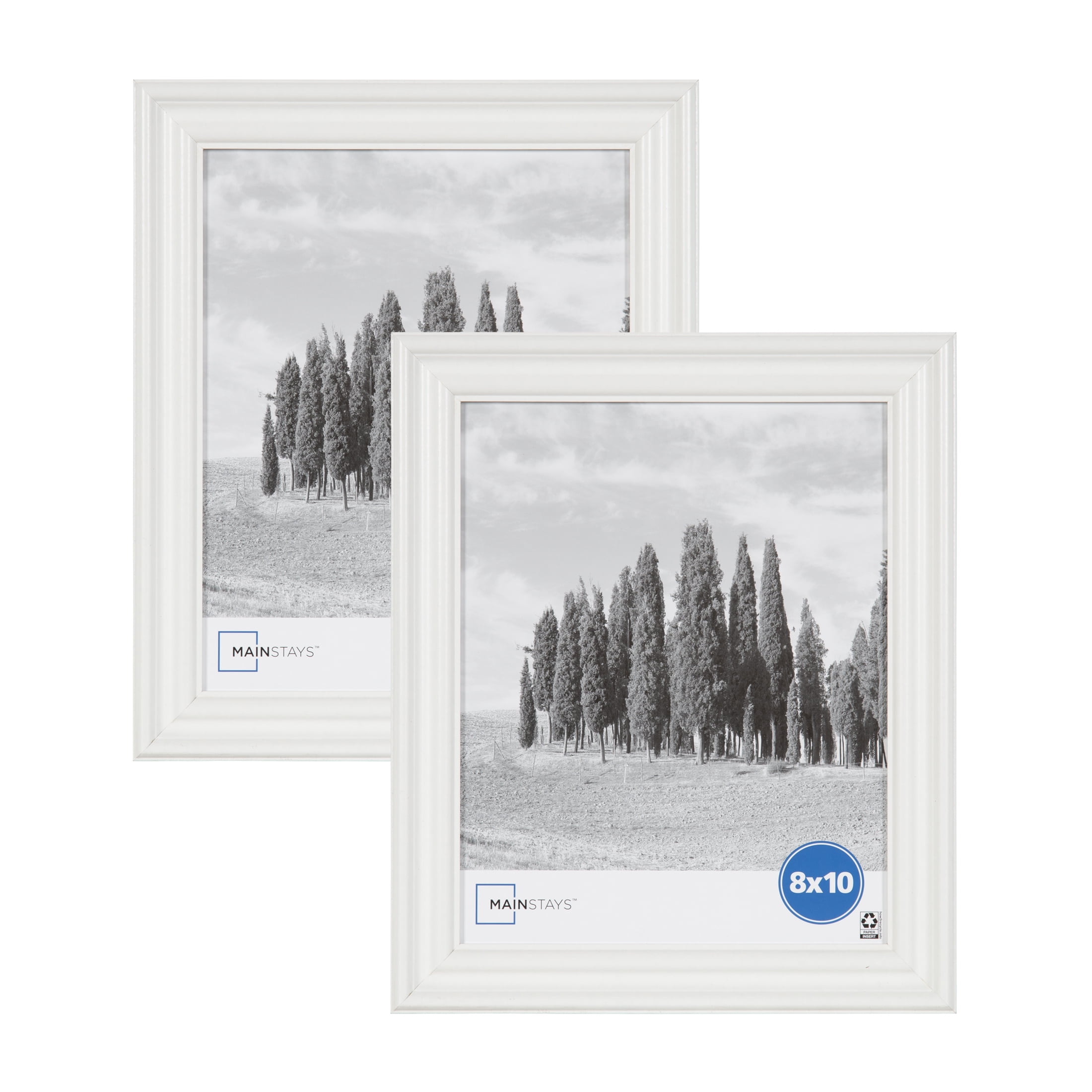 Mainstays 8x10 Traditional Gallery Wall Picture Frame, White, Set of 2