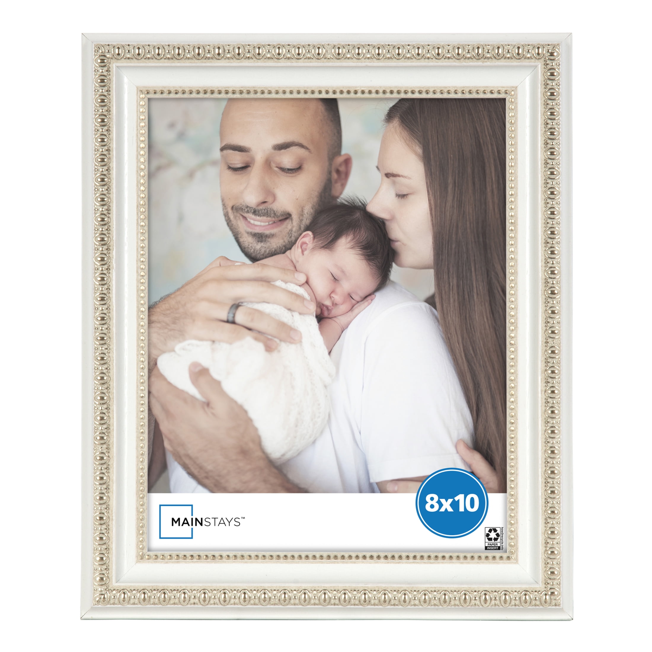 Mainstays 8x10 White Ornate Decorative Tabletop Picture Frame