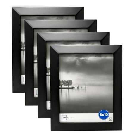 Mainstays 8x10 Wide Beveled Tabletop Picture Frame, Black, Set of 4