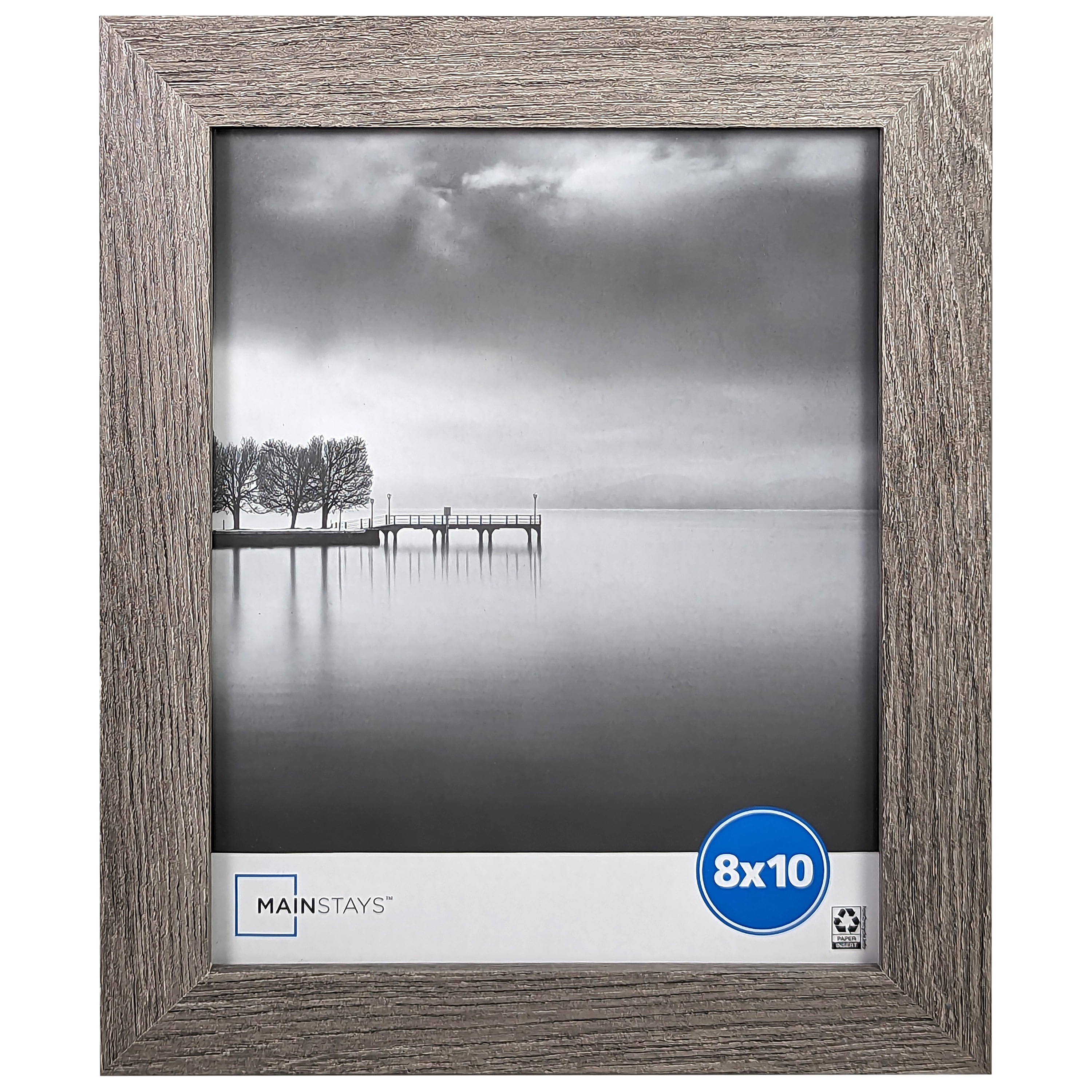 Mainstays 8x10 Wide Beveled Tabletop Picture Frame, Rustic Gray
