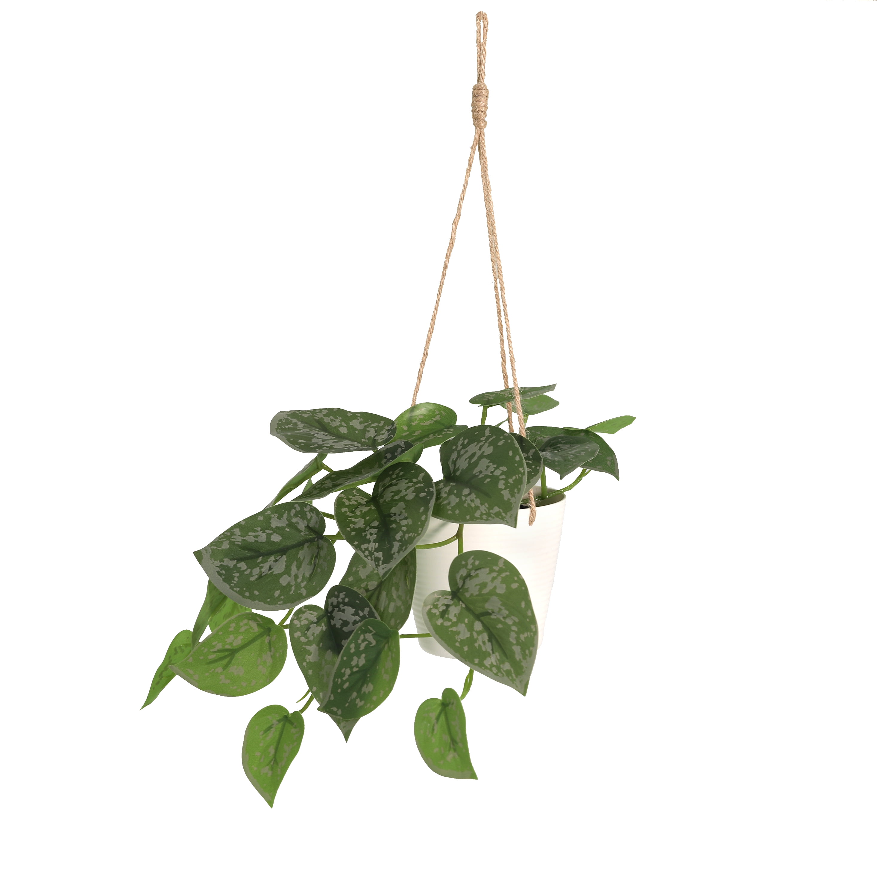 Mainstays 9" Artificial Hanging Pothos in White Planter Pot