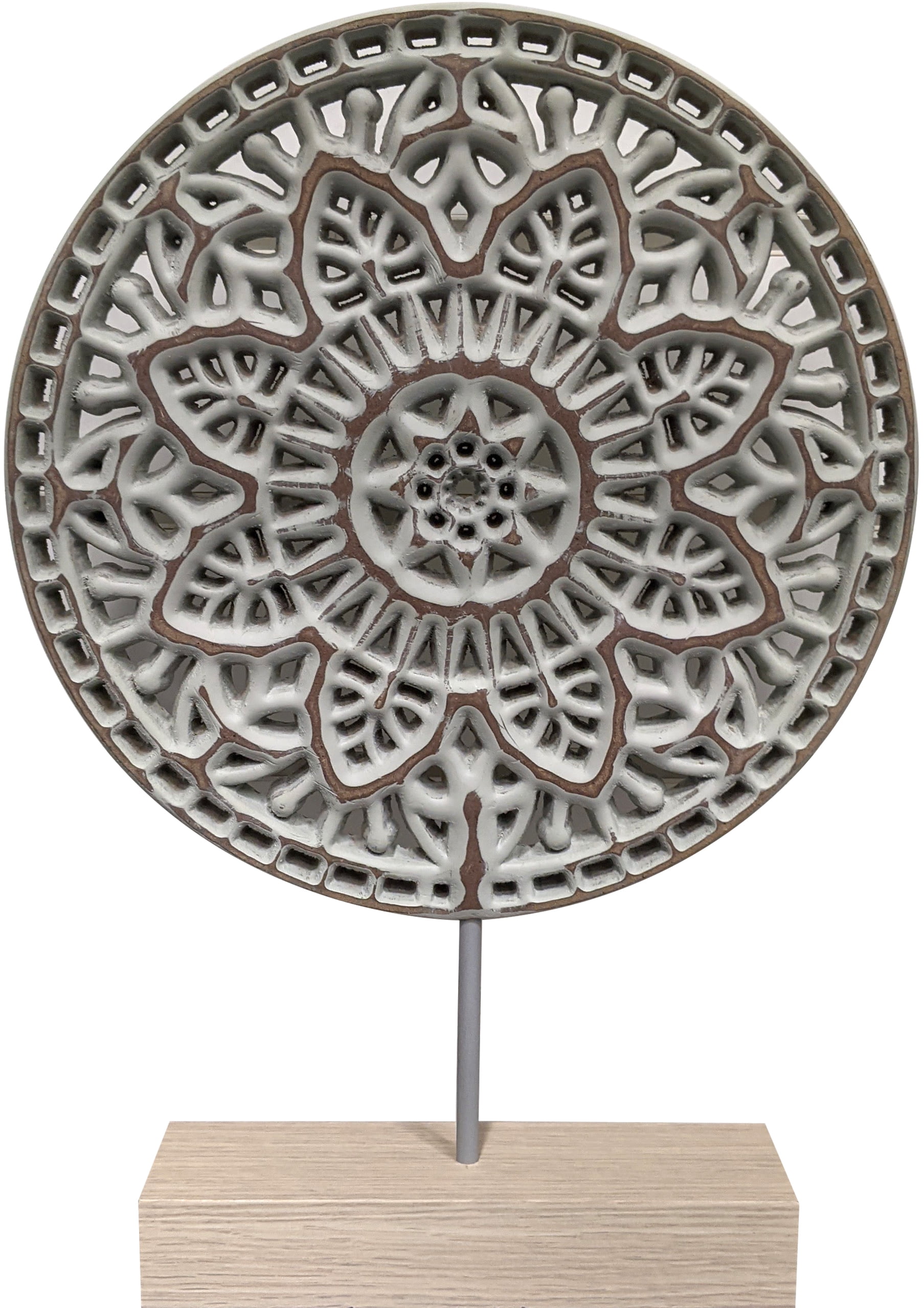 Mainstays 9" Mandala Manufactured Wood Tabletop Décor in Sage Color