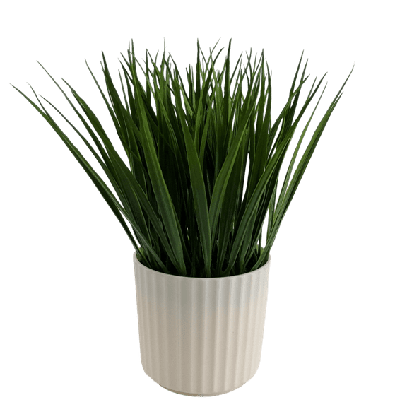 Mainstays 9 in Artificial Grass Plant in White Pot, Green Color, 0.5lb Weight.