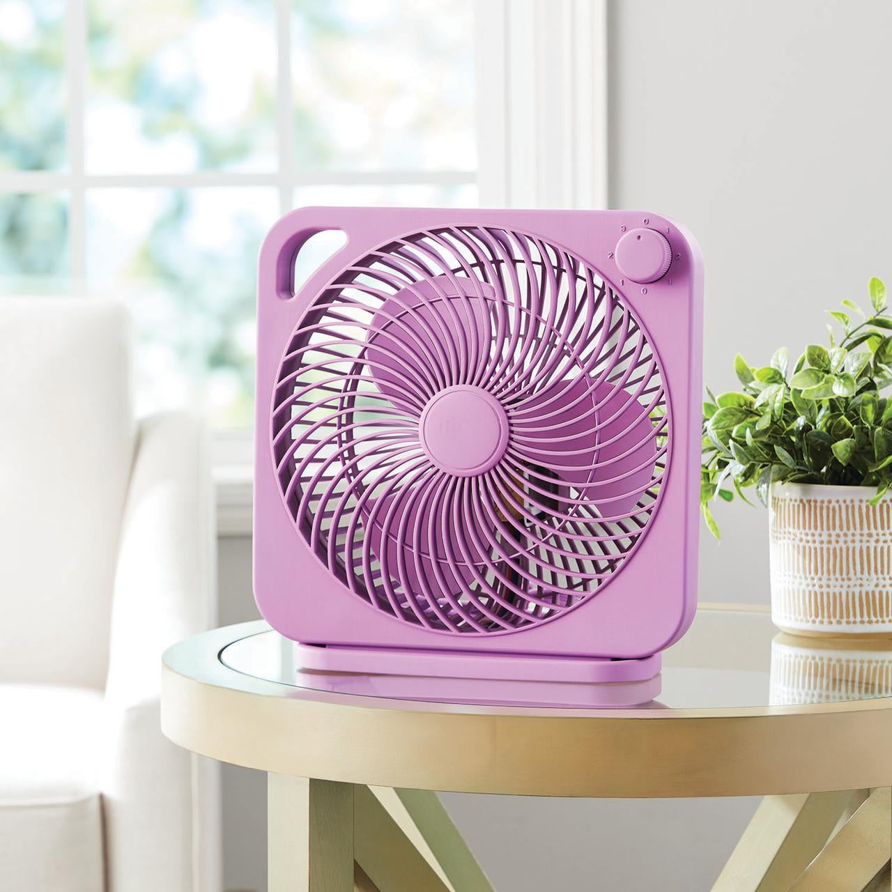 Mainstays 9 inch Personal Box Fan with 3 Speeds Berry Chill