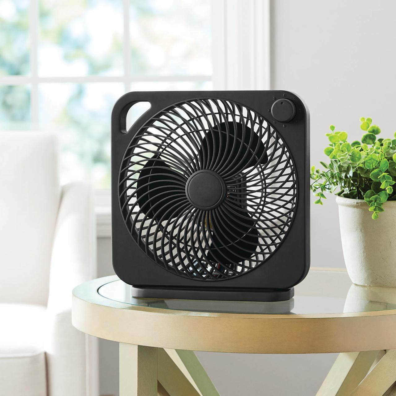 Mainstays 9 inch Personal Box Indoor Comfort 3 Speeds Fan Black