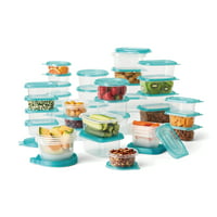 92-Piece Mainstays Food Storage Container Set with Transparent Blue Lids