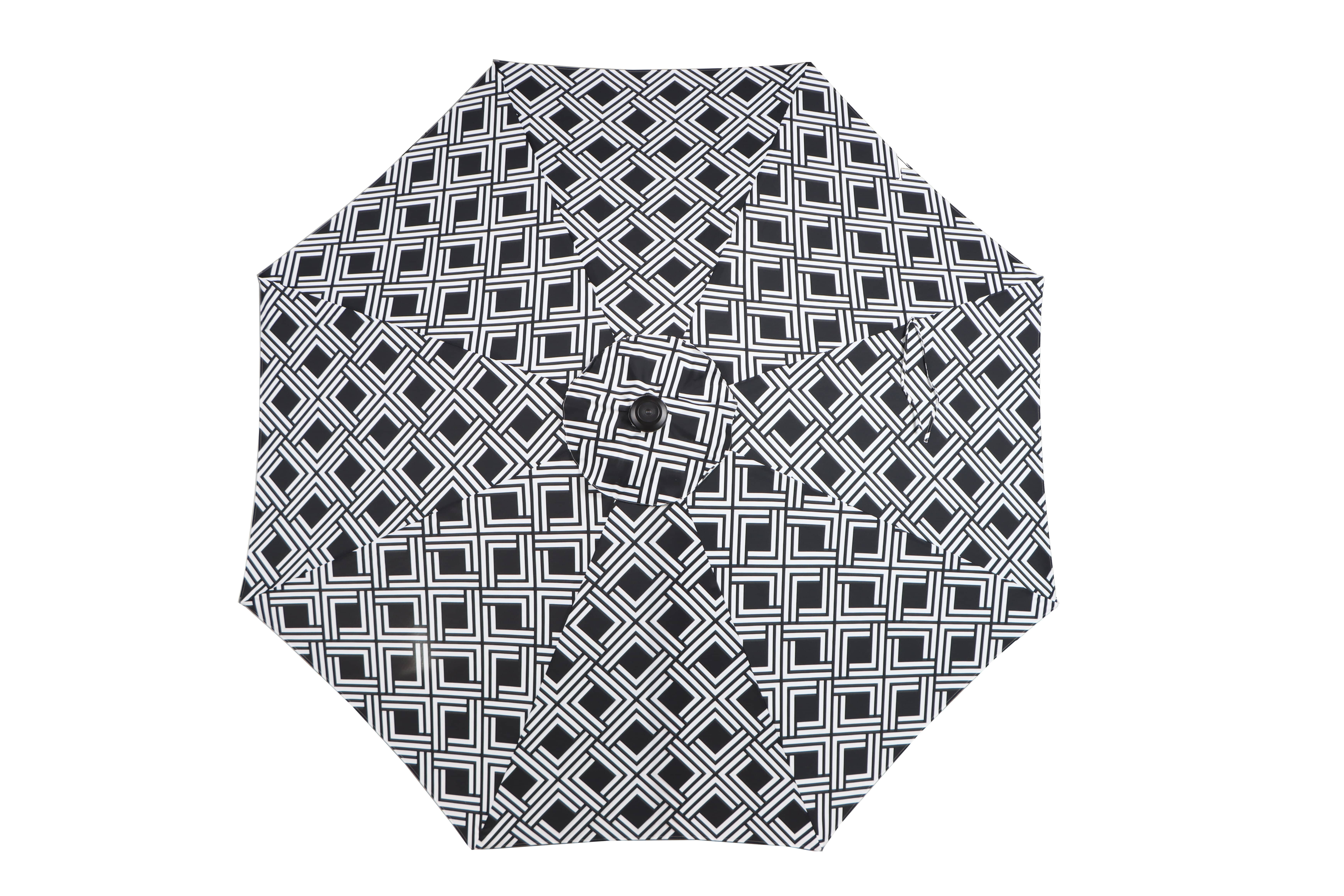 Mainstays 9FT Black and White Geo Round Outdoor Tilting Market Patio