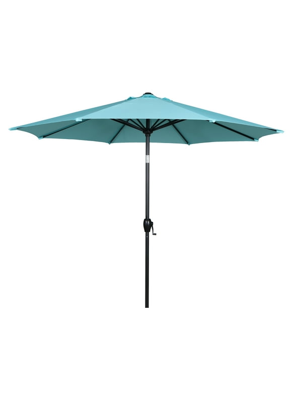 Mainstays 9ft Aqua Round Outdoor Tilting Market Patio Umbrella with Crank