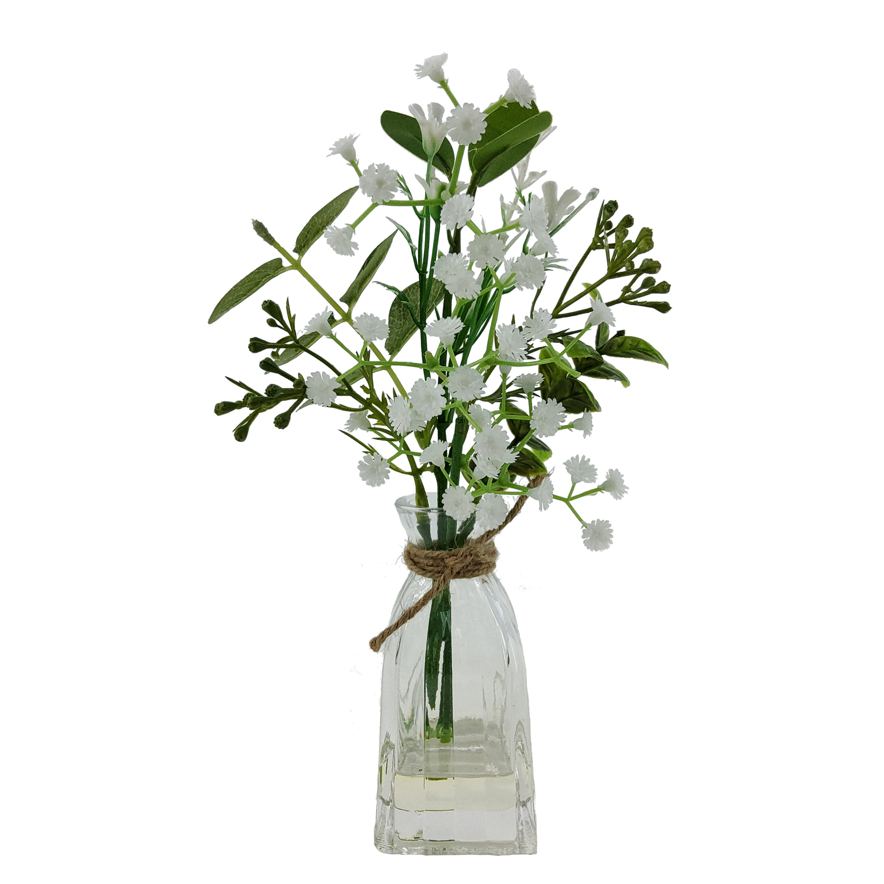 Mainstays 9 in Indoor Artificial Gardenia in Glass Vase, White
