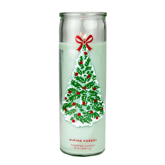 Mainstays Alpine Forest Scented Candle, Holiday Pillar Candle, 9 oz