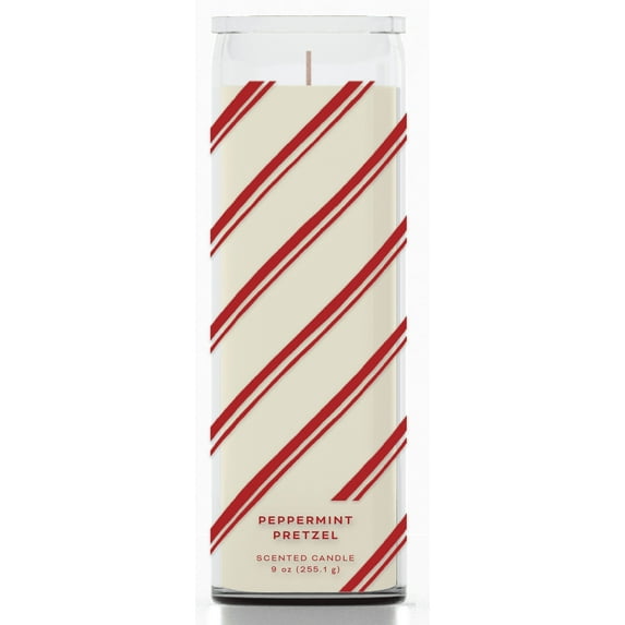 Mainstays Peppermint Pretzel Scented Candle, Holiday Pillar Candle, 9 oz