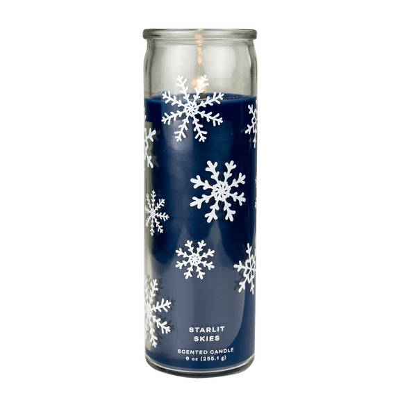 Mainstays Snowflake Starlit Skies Scented Candle, Holiday Pillar Candle, 9 oz