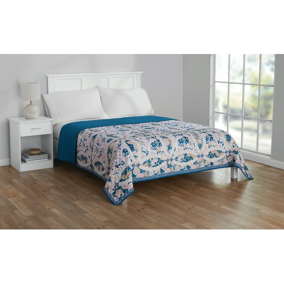 Mainstays Abby Corsair Microfiber King Quilt - Reversible