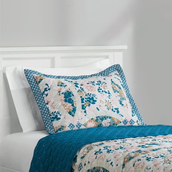 Mainstays Multicolor Abby Corsair Quilt Sham, King, 1 pack, Adult/Teen