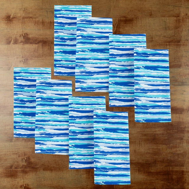 Mainstays Abstract Nautical 8 Pack Napkin Set, Blue