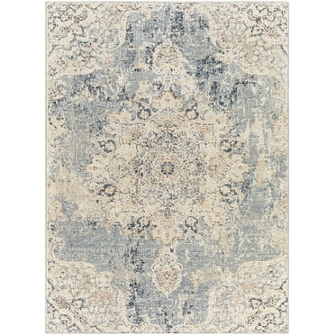 Mainstays Abstract with Fringe 5'2" x 7' Area Rug for Living Room Bedroom Ivory