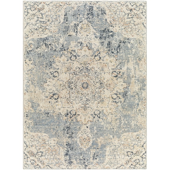 Mainstays Abstract with Fringe 5'2" x 7' Area Rug for Living Room Bedroom Ivory