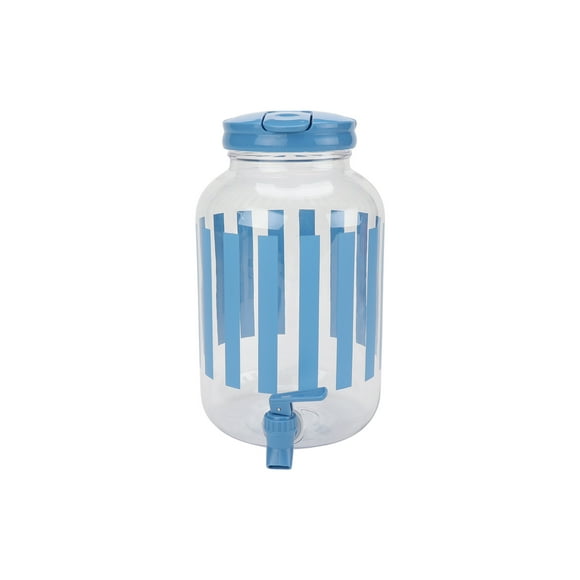 Mainstays Acrylic 1.2 Gallon Leak Proof Beverage Dispenser, Blue Stripe