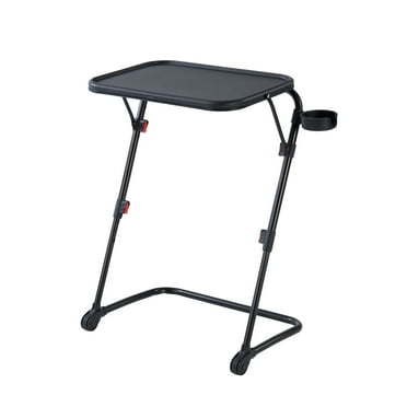 Mainstays Adjustable Folding TV Tray With Cup Holder Black, 20.87"W x 14.76"D x 27.76"H