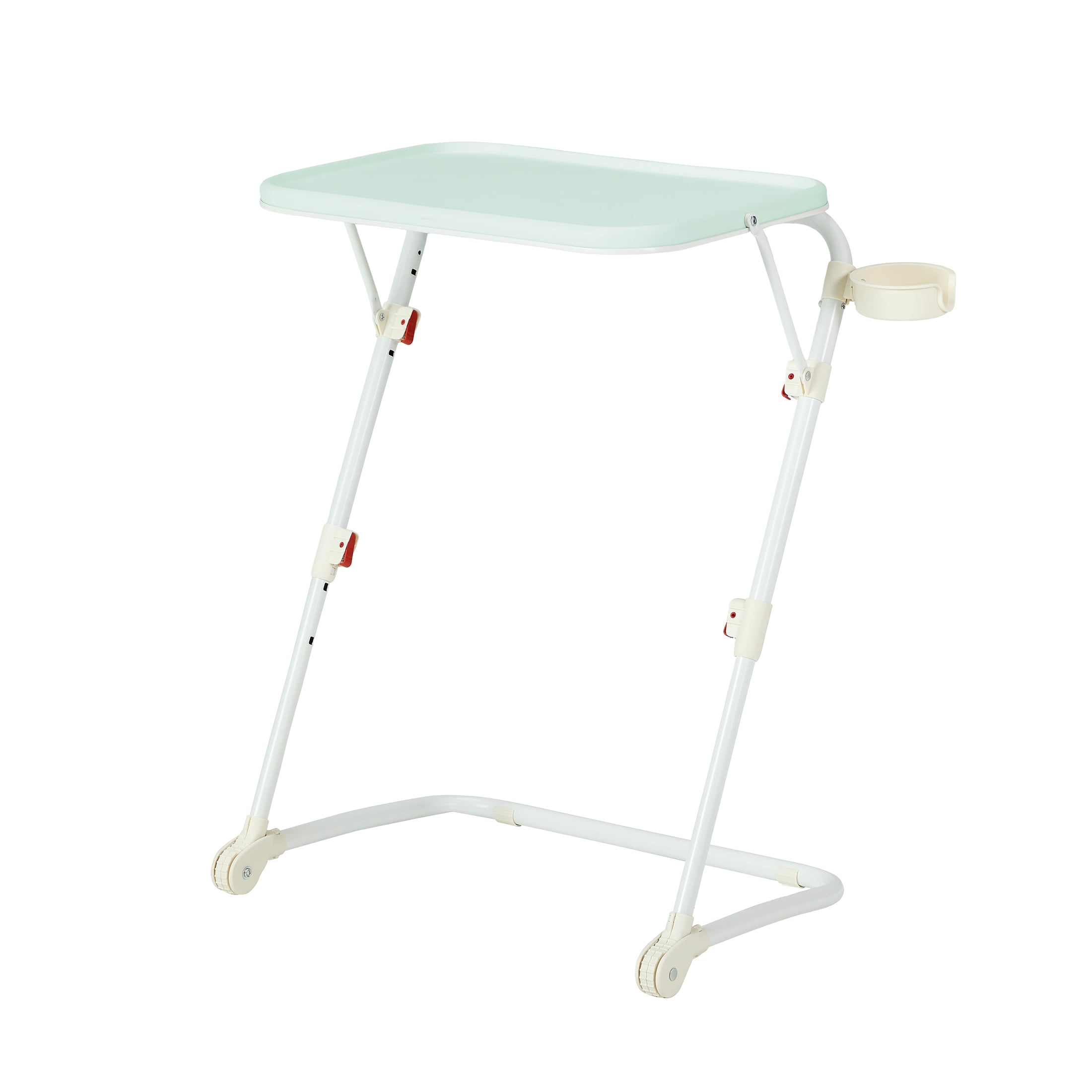 Mainstays Adjustable Folding TV Tray with Cup Holder Green, 20.87"W x 14.76"D x 27.76"H