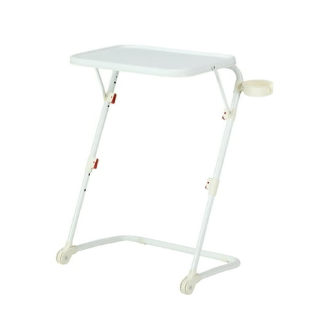 Mainstays Adjustable Folding TV Tray with Cup Holder White, 20.87"W x 14.76"D x 27.76"H