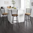 thumbnail image 1 of Mainstays Adjustable-Height Swivel Barstools, Set of 3, Bronze Metal Frame, Tan Microfiber Seat, 24 in or 29 in, 1 of 9