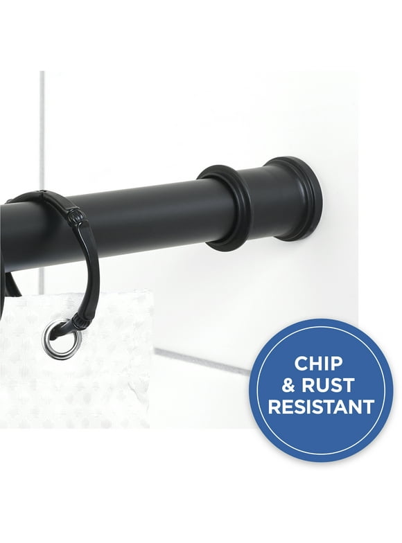 Mainstays Adjustable Matte Black Steel Shower Curtain Rod, 44" - 72"