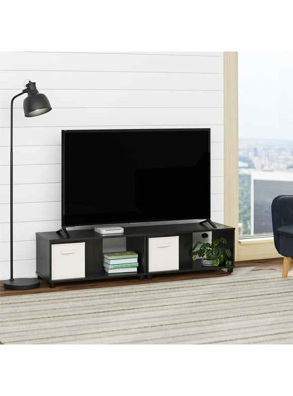 Mainstays Adjustable Side by Side or Stacking TV Stand for TVs up to 70 inches, Black Oak