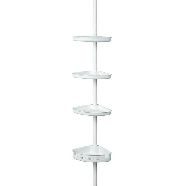 Mainstays Adjustable Tension Steel Shower Pole Caddy, 3 Shelves, 60