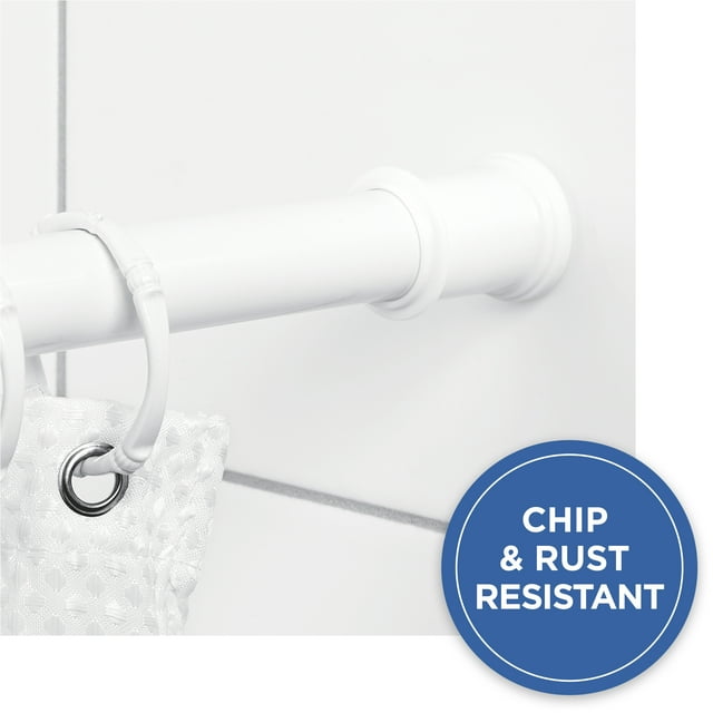 Mainstays Adjustable White Steel Shower Curtain Rod, 44" 72