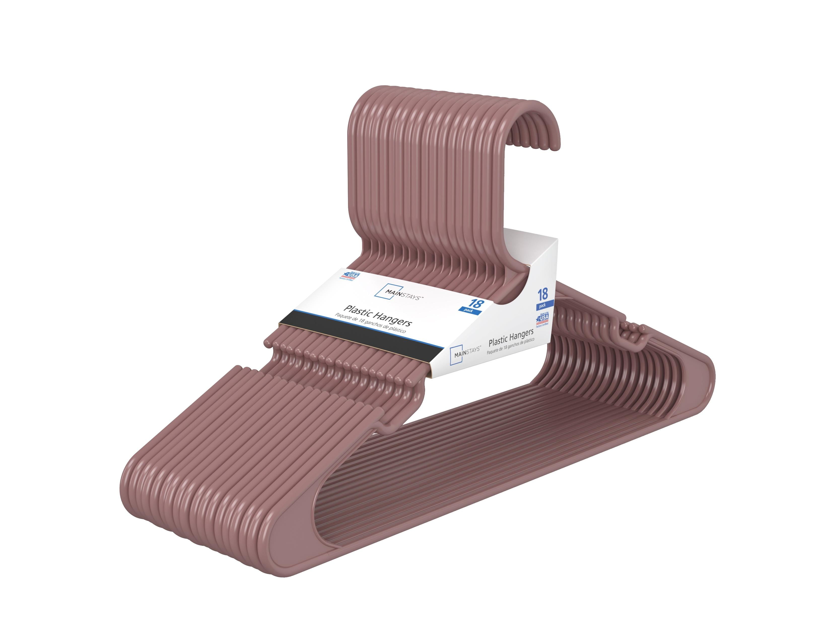 Mainstays Adult Durable Plastic Notched Clothing Hangers, 18 Pack, Luscious Merlot