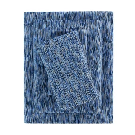 Mainstays 100% Cotton Extra Soft Jersey Bed Sheet Set, Full, Blue Crackle, 4 Pieces