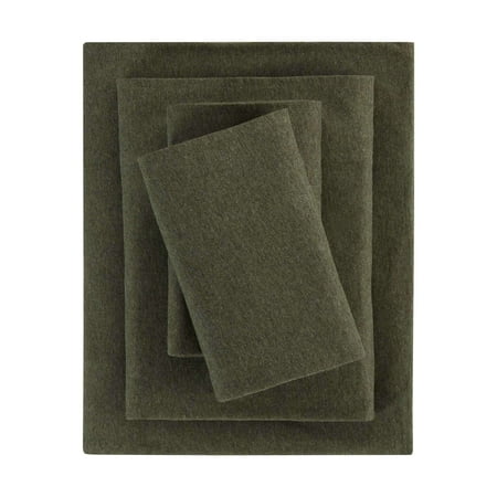 Mainstays Cotton Rich Extra Soft Jersey Bed Sheet Set, Queen, Sea Turtle Green, 4 Pieces