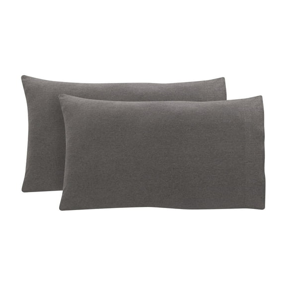 Mainstays Extra Soft Jersey Pillowcase Set, King, Charcoal Grey, 2-Pieces