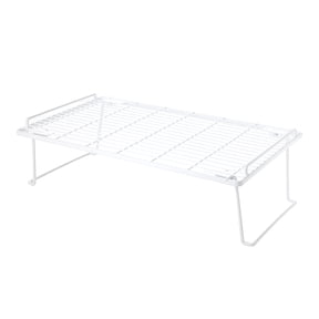 Mainstays Metal Wire Stacking Shelf Organizer for Kitchen Cabinet and Pantry Storage, 22" x 10" x 7", White