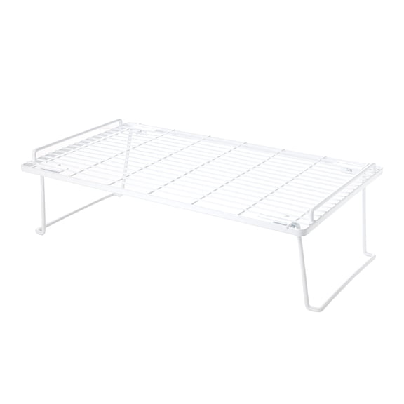 Mainstays Metal Wire Stacking Shelf Organizer for Kitchen Cabinet and Pantry Storage, 22" x 10" x 7", White