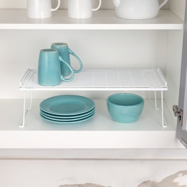 Mainstays Adult Metal Kitchen Pantry Organization Wire Stacking Single Shelf, 22"x10"x7", White