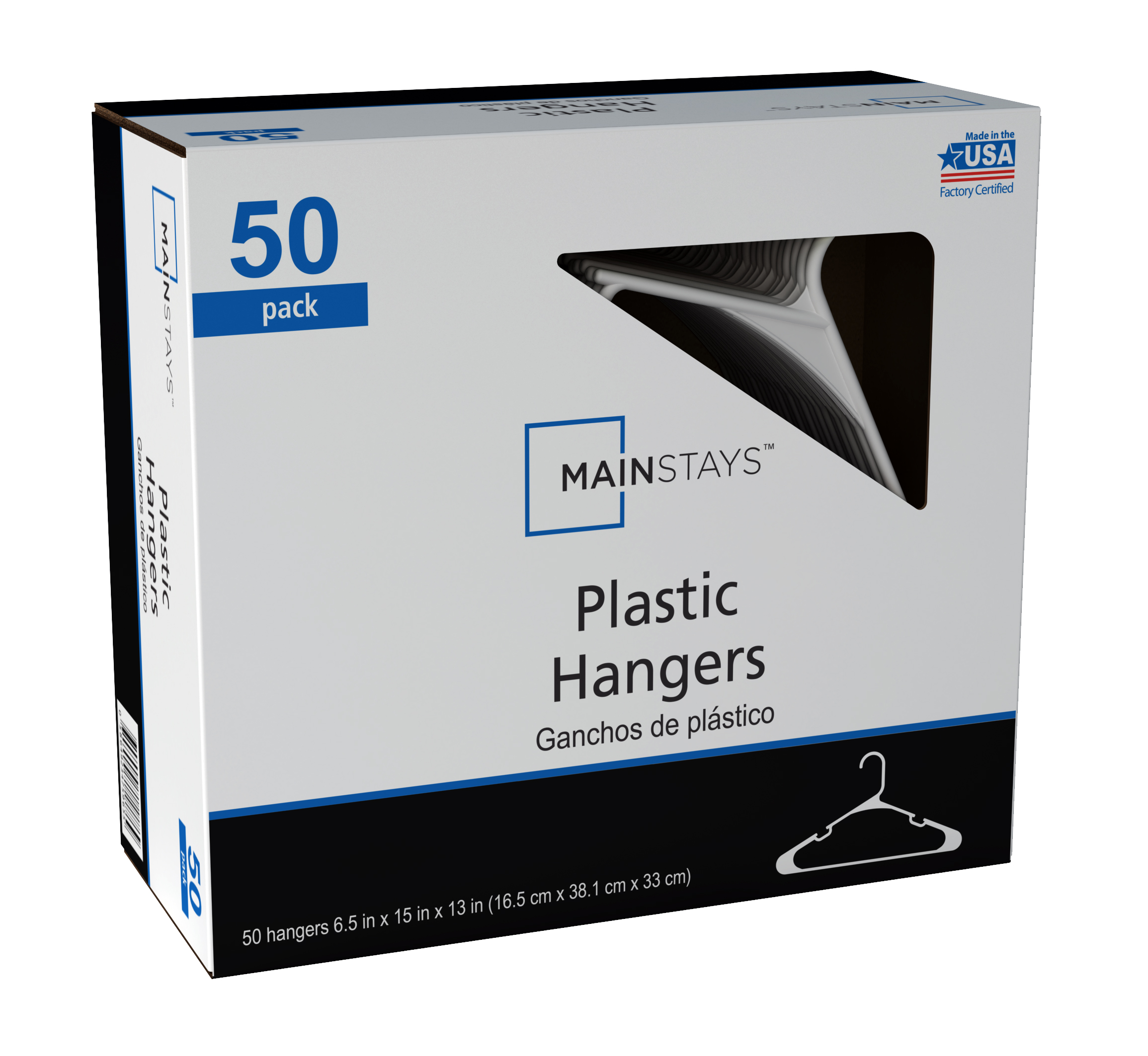 Mainstays Adult & Teen Clothing Hangers, 50 Pack, White, Durable Plastic - image 1 of 5