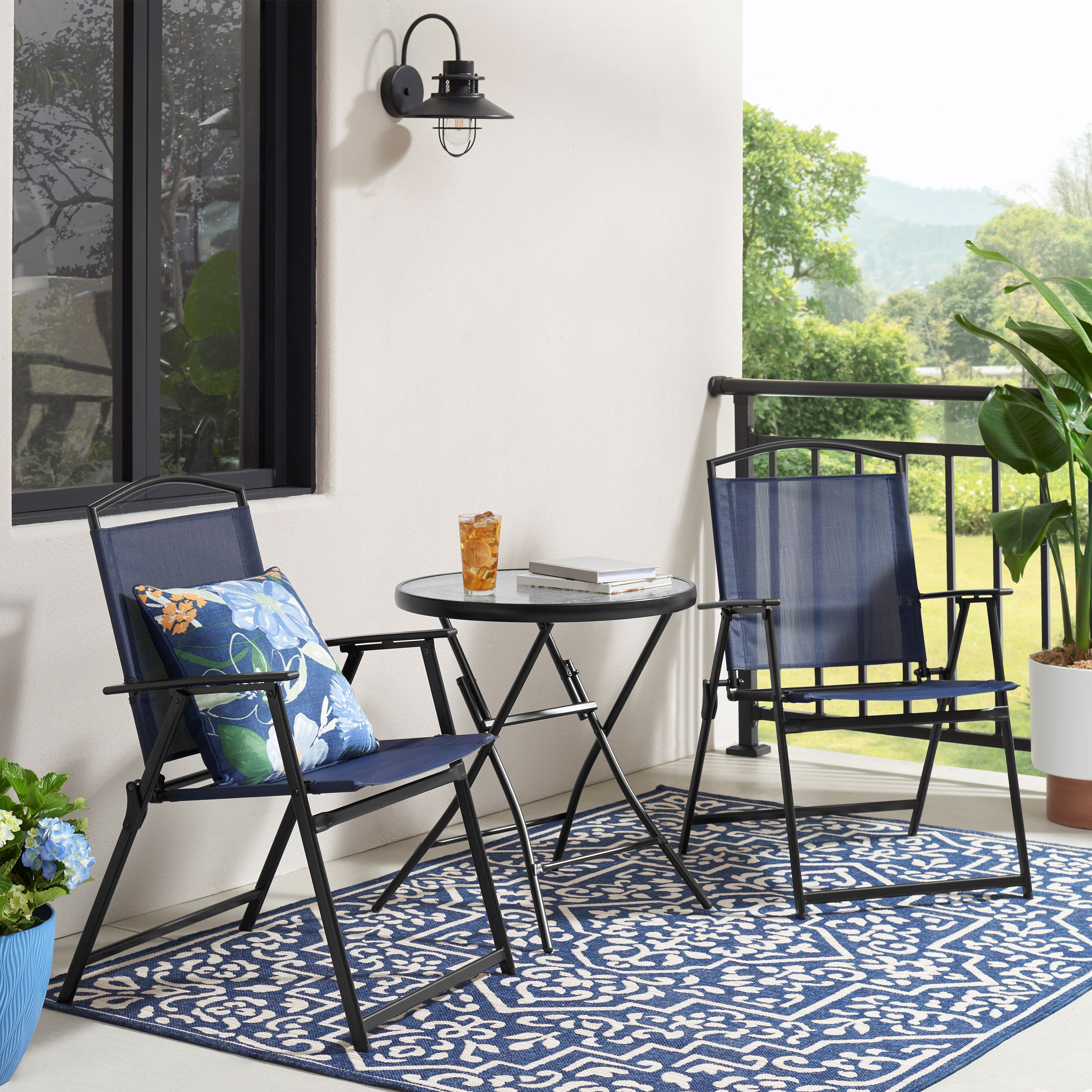 Mainstays Albany Lane 3 Piece Outdoor Bistro Set, Navy