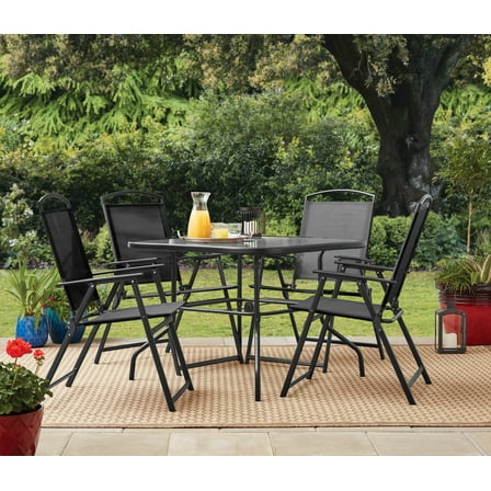 Mainstays Albany Lane 5-Piece Steel Outdoor Patio Dining Set, Black