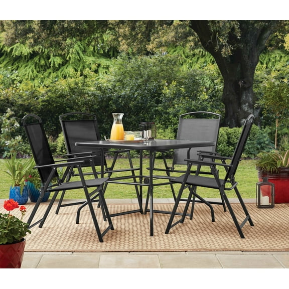 Mainstays Albany Lane 5-Piece Steel Outdoor Patio Dining Set, Black