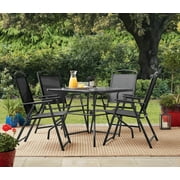 Mainstays Albany Lane 5-Piece Steel Outdoor Patio Dining Set with Umbrella Hole, Black