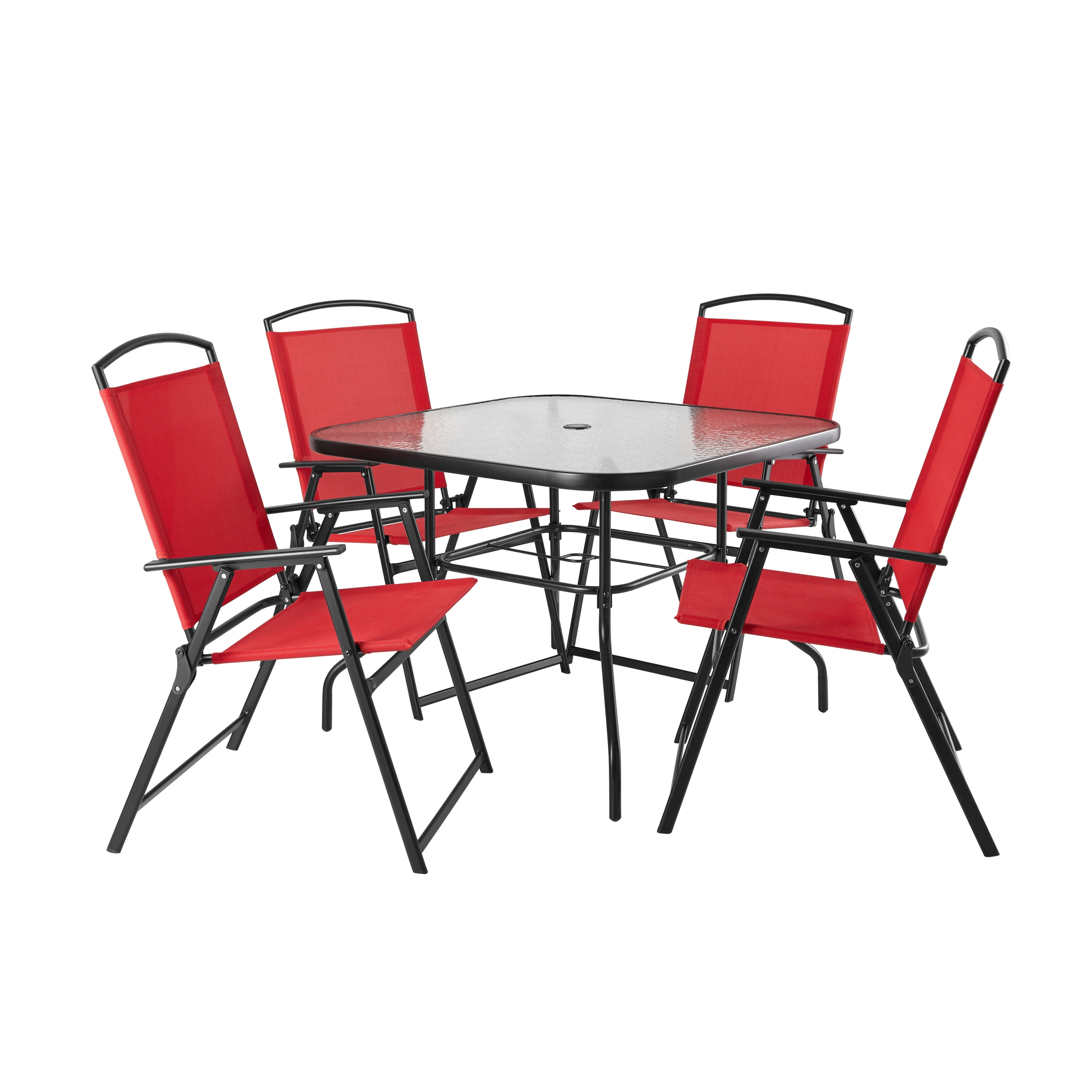 5-Piece Steel Patio Outdoor Dining Set in Red, Honduras Ubuy