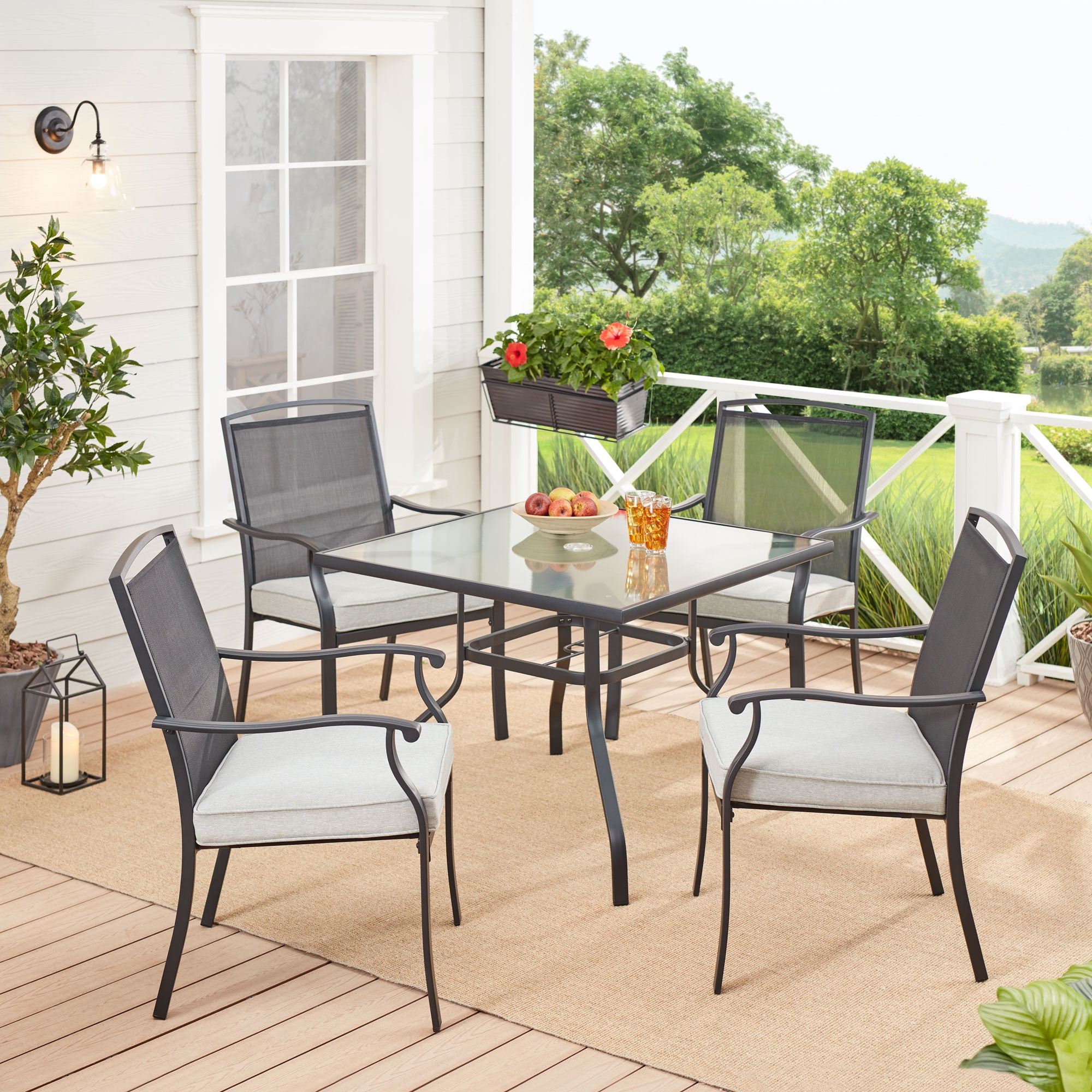alexandra square patio umbrella Mainstays Alexandra Square 5 Piece Patio Dining Set